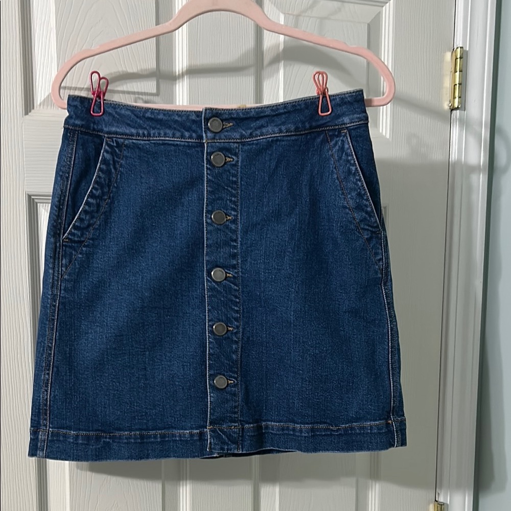 Denim Button-Front Skirt